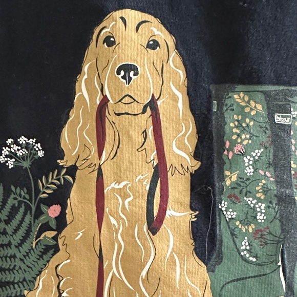 Barbour navy long sleeved Tee with Dog and Boots Design - Picture 3 of 6